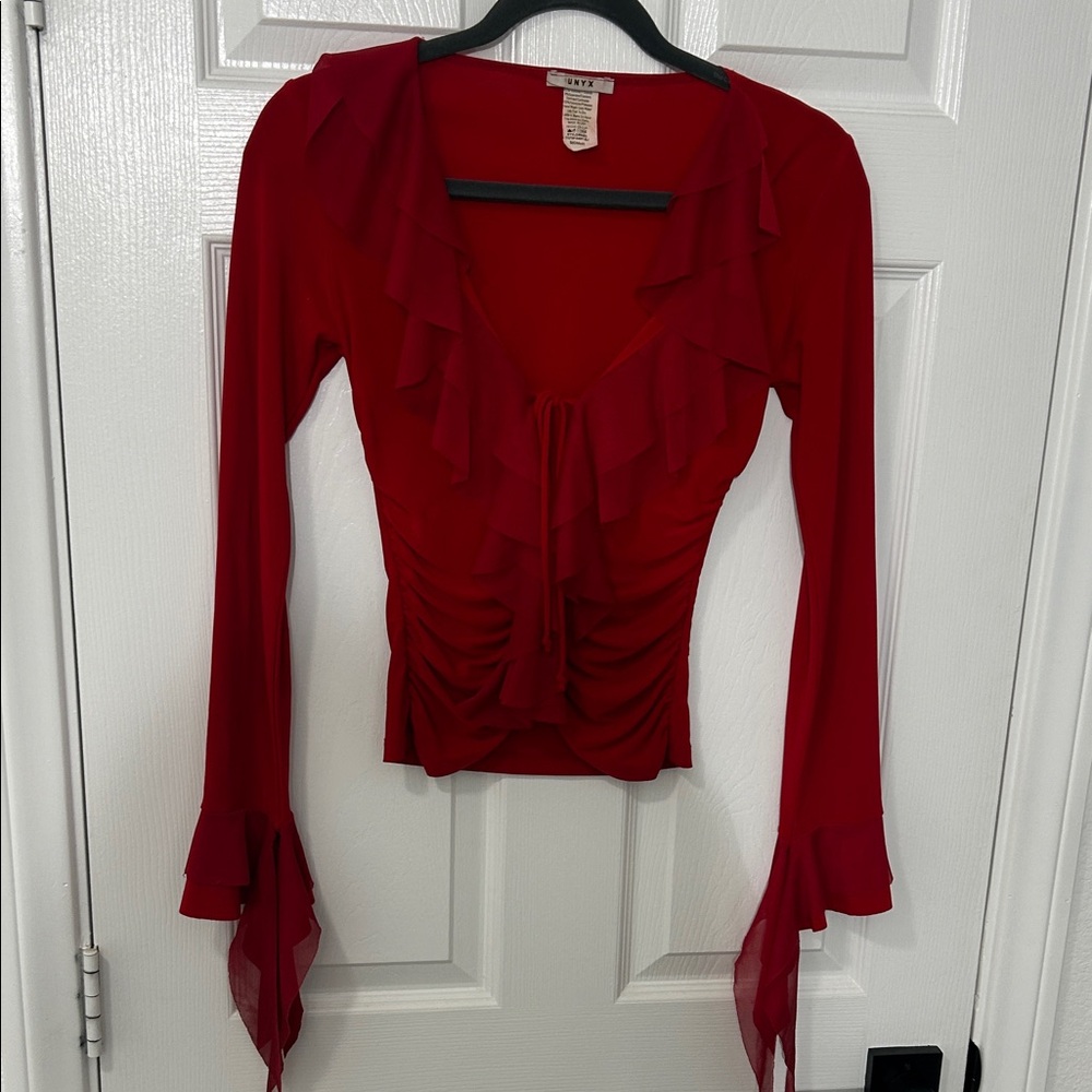 Unyx Vibrant Red Ruffle Blouse